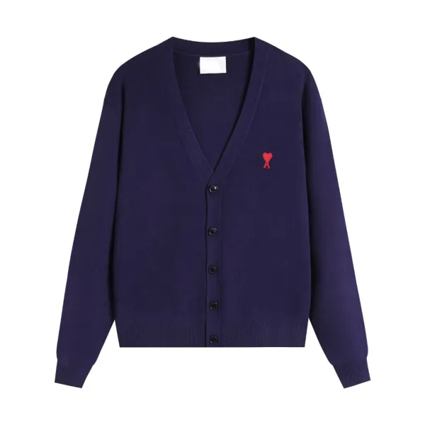 Ami Paris Classic V-Neck Cardigan Red - 11