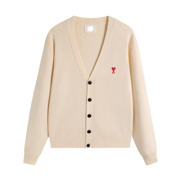 Ami Paris Classic V-Neck Cardigan Red - 14