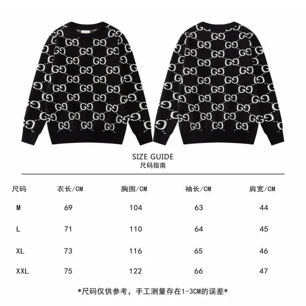 Gucci GG Monogram Knit Sweater Black Beige - 7