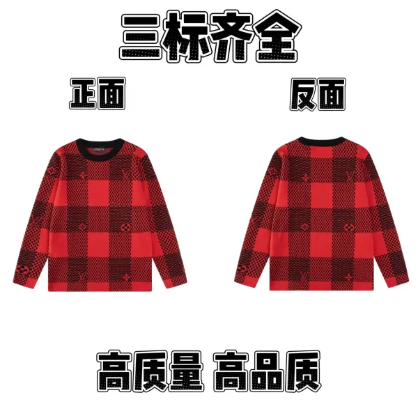 Louis Vuitton Checkered Knit Sweater Red Black - 1