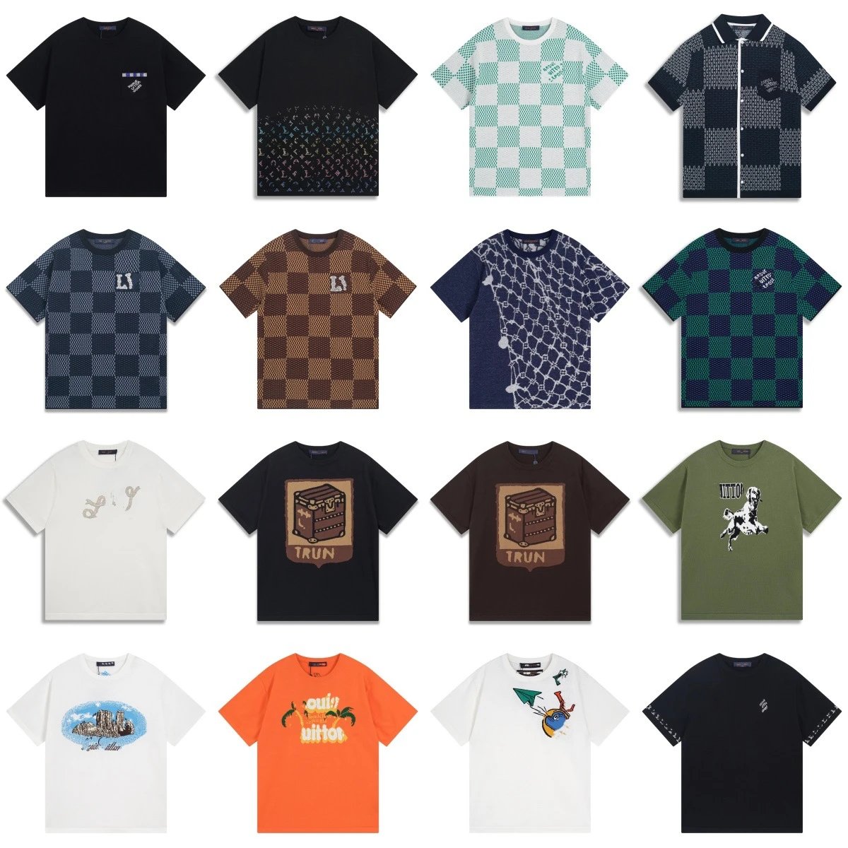  棋盘格字母提花休闲宽松男女款