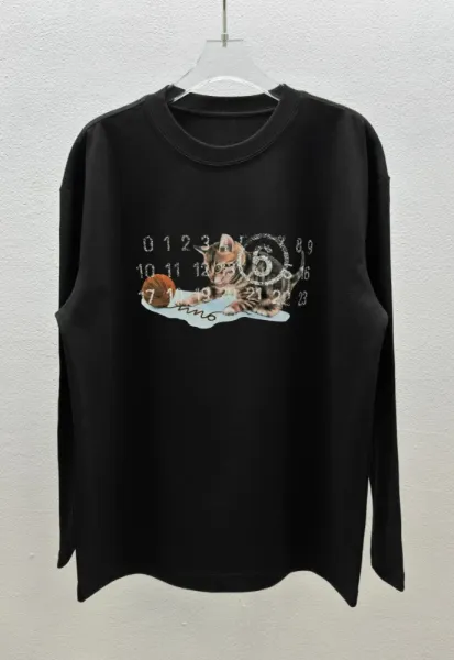 Maison Margiela Tabi Cat Print Black Long-Sleeve T-Shirt - 1