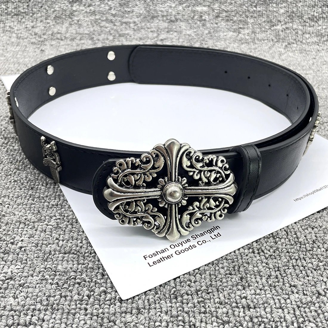 [Black Pattern] Cross-Studded Holy Sword Belt
