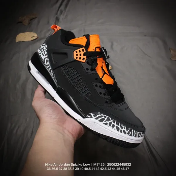 Air Jordan Spizike Low Black / Orange Elephant Print Sneakers Basketball Shoes - 1