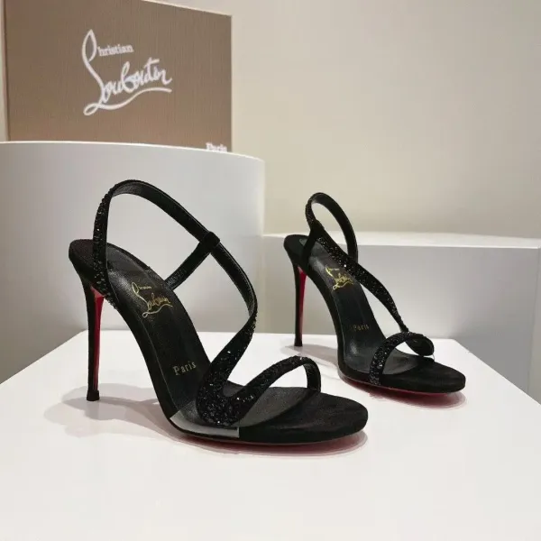 Christian Louboutin Strass Sandals Black Stilettos - 1