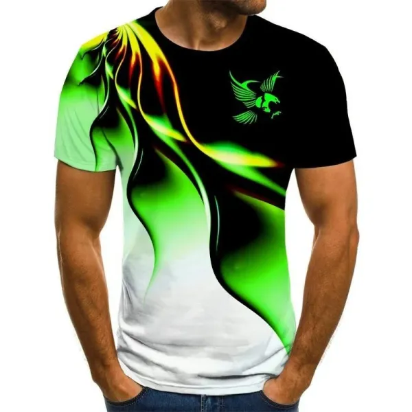 Design Abstract Flame Eagle Print T-Shirt Multicolor - 1