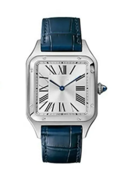 Cartier Santos-Dumont Silver Dial Black Alligator Strap Mechanical Watches - 6