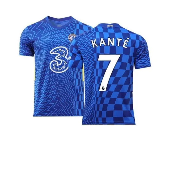 Chelsea FC 2021-22 Third Jersey Blue Checkered Pattern Kanté #7 Football Jersey - 1