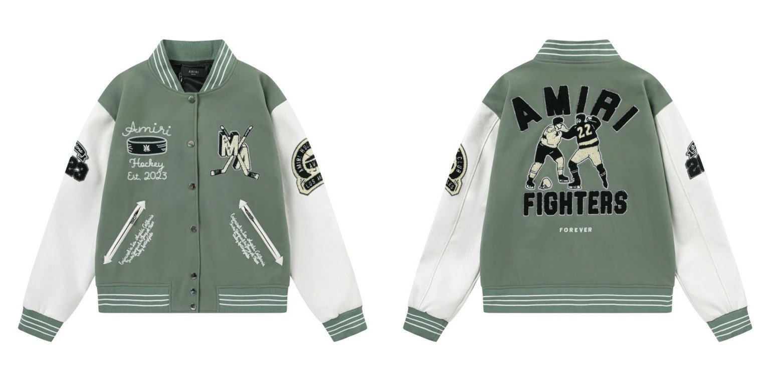 Amiri Hockey Varsity Jacket Olive Green Outerwear Jacket