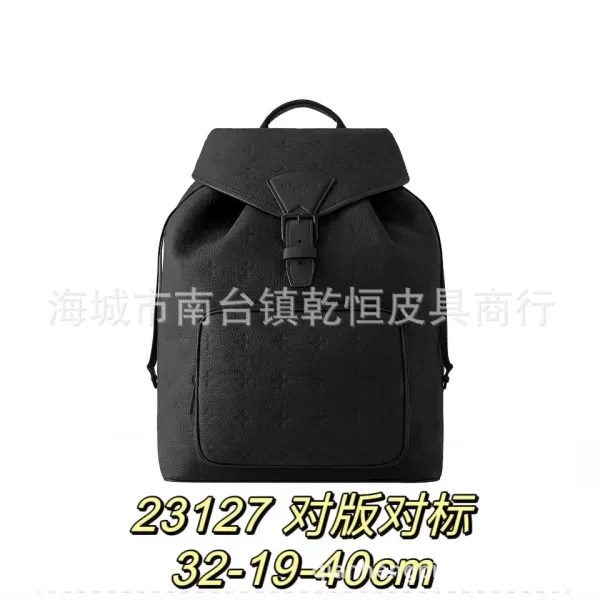 Design Black Leather Drawstring Backpack - 1