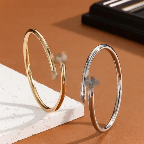 Design Crystal-Embellished Hinge Bangle Bracelet in Gold and Silver Jewelry - 25