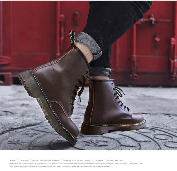 Dr. Martens 1460 Brown Leather Combat Boots Martin Boots - 18