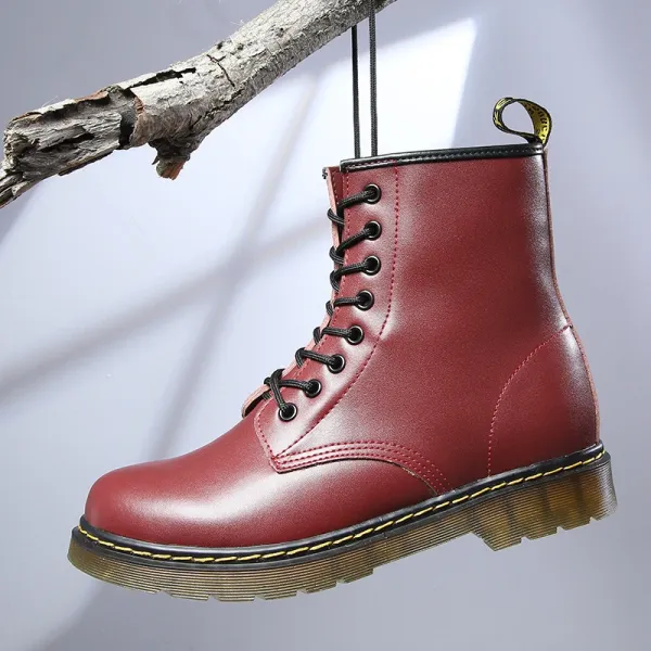 Dr. Martens 1460 Cherry Red Smooth Leather Boots Martin Boots - 1