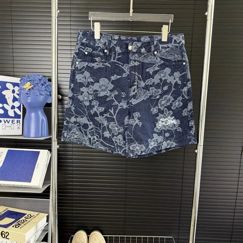 Design Cityscape Print Elastic Waist Shorts White - 7