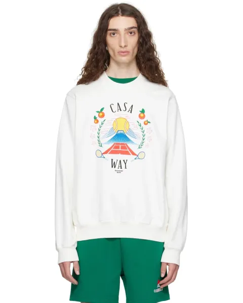 Casa Sport Casa Way Tennis Graphic Hoodie White Hoodie - 1