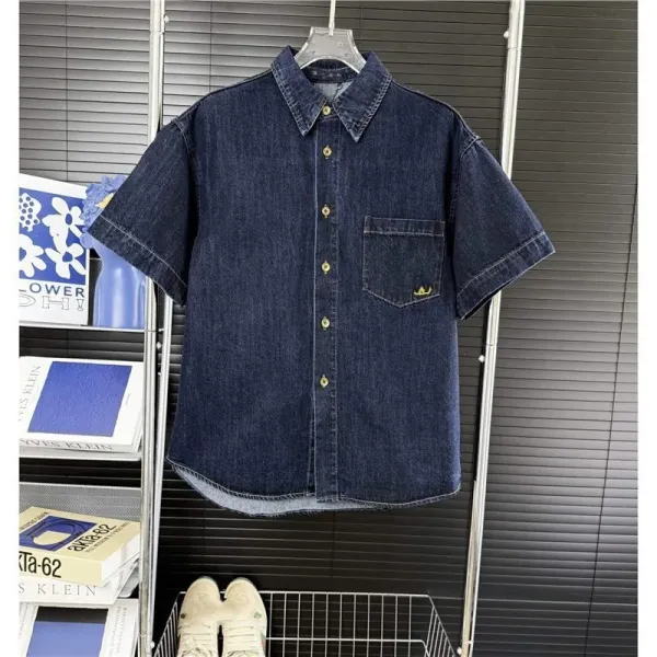 Denim Tears Short-Sleeve Shirt Navy Blue - 1