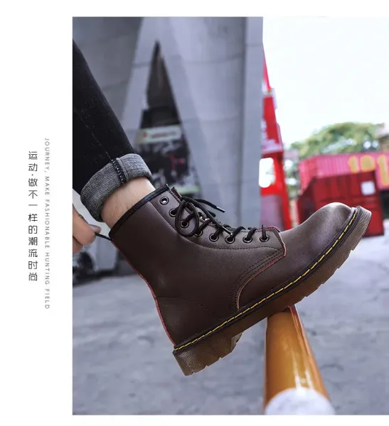 Dr. Martens 1460 Brown Leather Combat Boots Martin Boots - 19