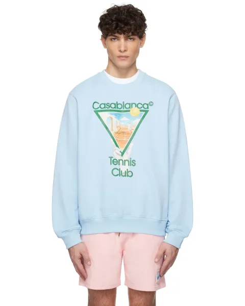 Casablanca Tennis Club Graphic Hoodie Light Blue - 1