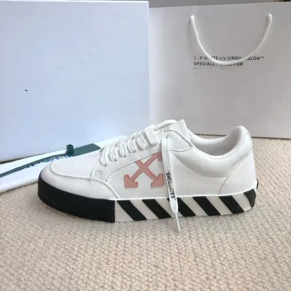Off-White Diagonal Arrow Low Top Sneakers White Pink Black - 1