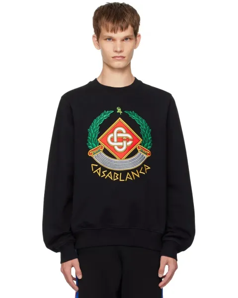 Casablanca Crest Embroidered Black Hoodie - 1