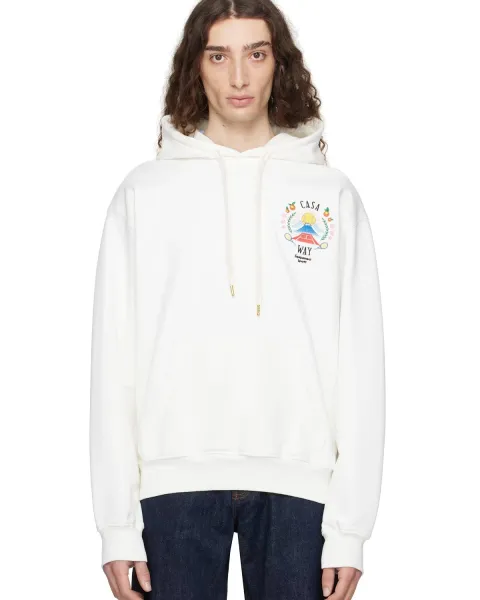 Casa Sport Embroidered Logo Hoodie White - 1