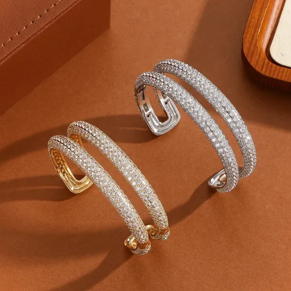 Design Crystal-Embellished Hinge Bangle Bracelet in Gold and Silver Jewelry - 22