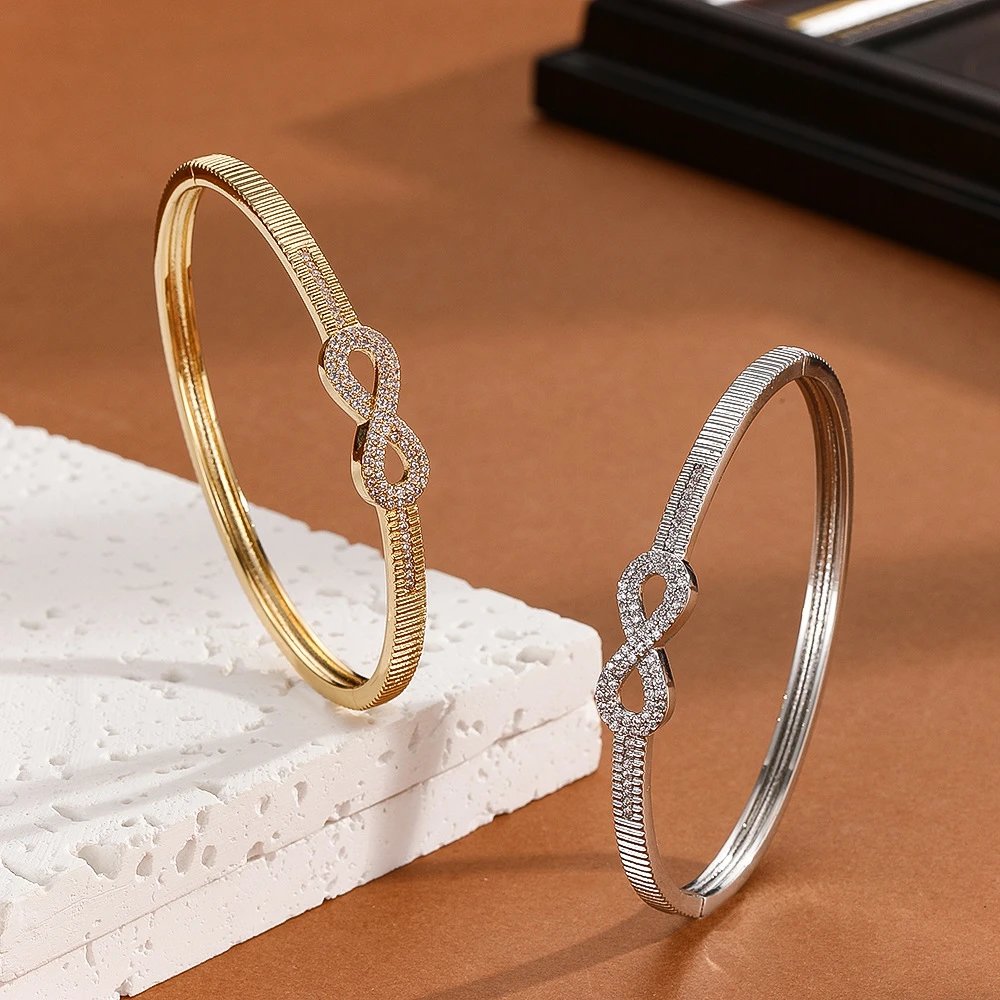 Design Crystal-Embellished Hinge Bangle Bracelet in Gold and Silver Jewelry - 20