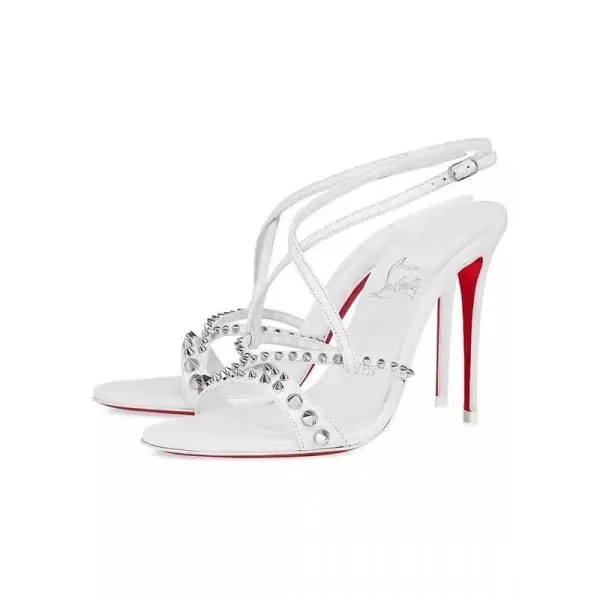 Christian Louboutin Pigalle Spikes White Stilettos - 1