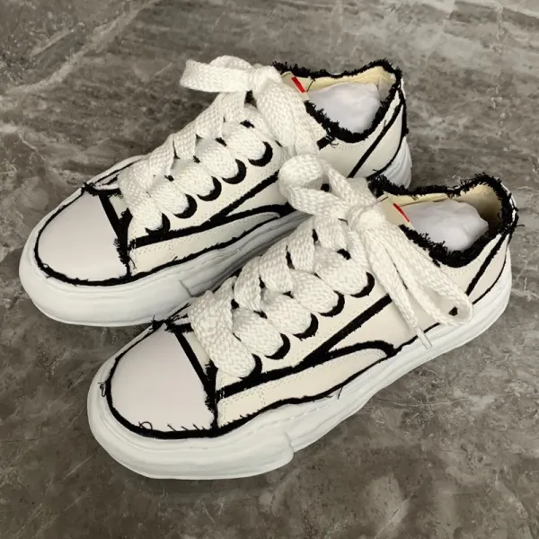 Design Sketch-Style Canvas Sneakers White / Black - 1