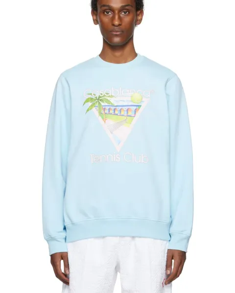 Casablanca Tennis Club Graphic Sweatshirt Light Blue Hoodie - 1
