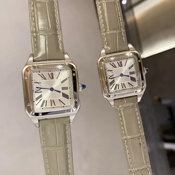 Cartier Santos-Dumont Light Gray Alligator Strap Quartz Watches - 1