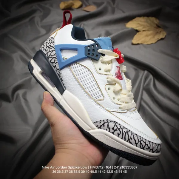 Air Jordan Spizike Low White Cement Blue Sneakers Basketball Shoes - 1