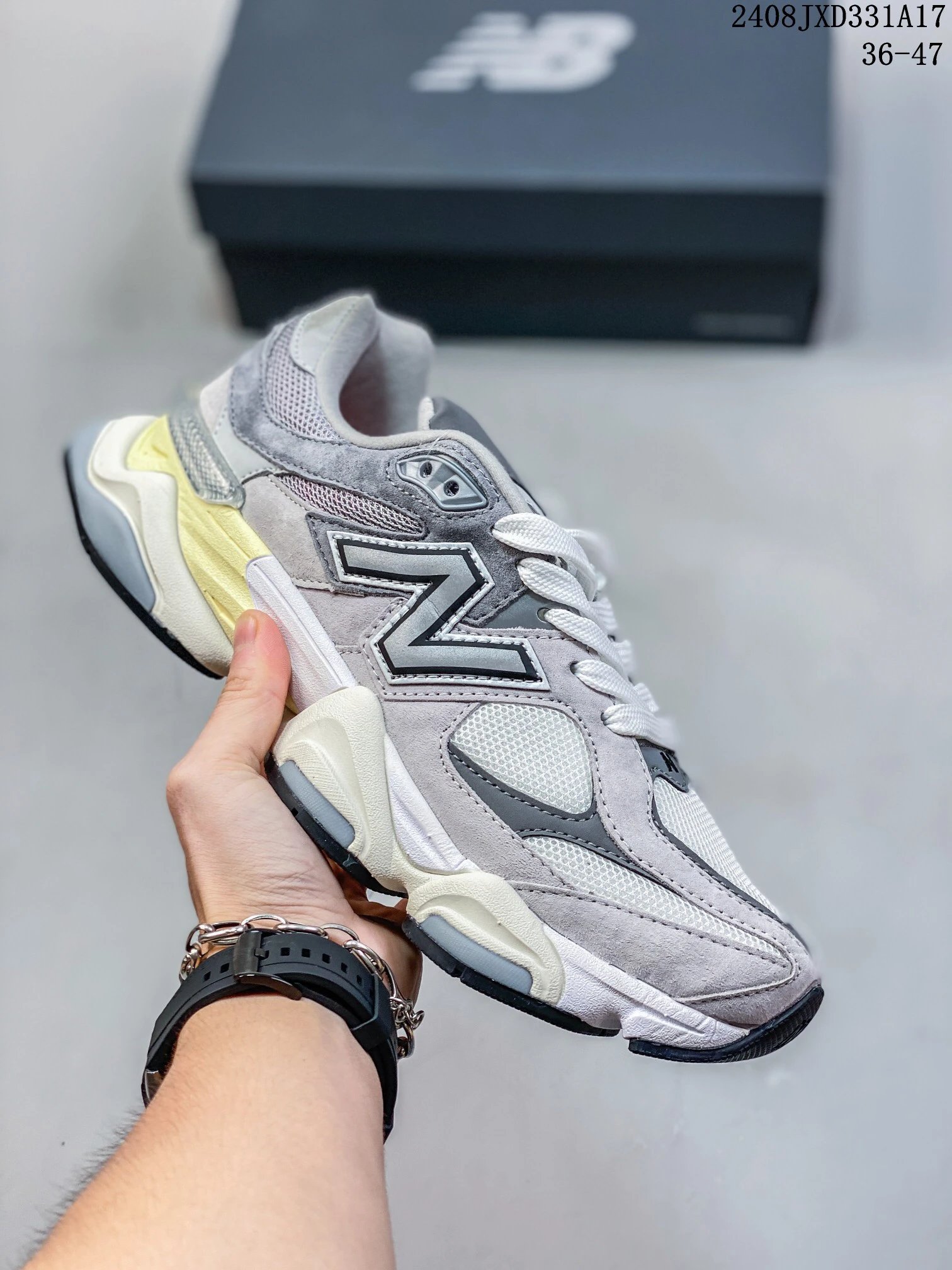 New Balance 9060 Gray White Chunky Sneakers - 14