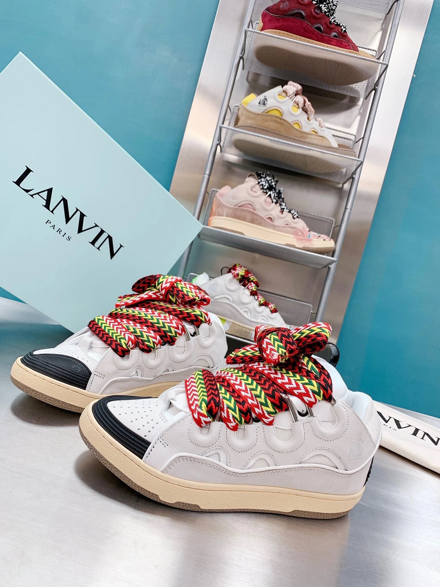 Lanvin X Marcelo Burlon County of Milan White Neon Green Chunky Sneakers - 11