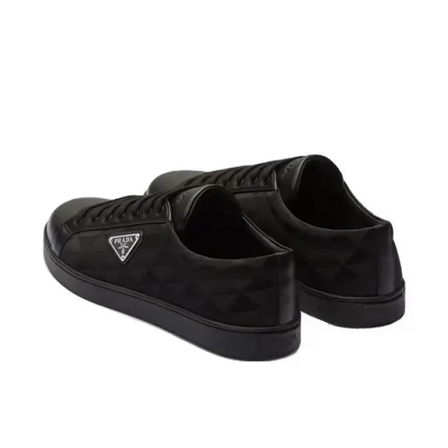 Prada Sneakers Low-top lace-up with triangle logo plaque and geometric-patterned side panels product detail image 5