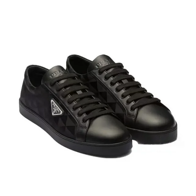 Prada Sneakers Low-top lace-up with triangle logo plaque and geometric-patterned side panels product detail image 6