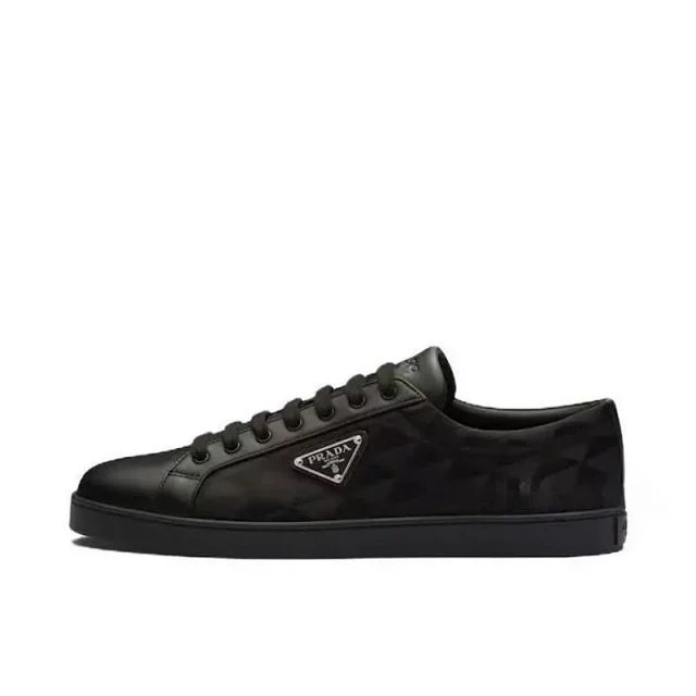 Prada Sneakers Low-top lace-up with triangle logo plaque and geometric-patterned side panels product detail image 2