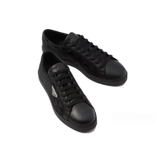 Prada Sneakers Low-top lace-up with triangle logo plaque and geometric-patterned side panels product detail image 4