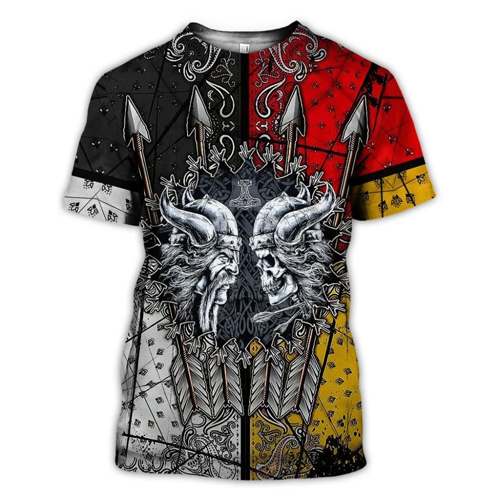 Design Chainmail Armor Print T-Shirt Black / Army Green - 49