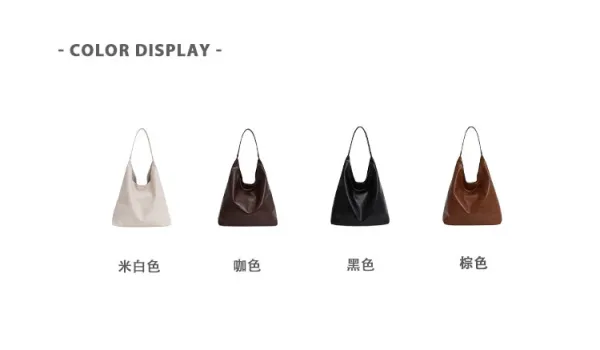 Design Hobo Bag Black Leather-Texture Shoulder Bag - 7