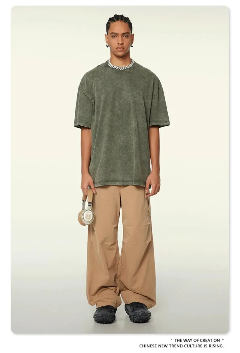 Design Beingmove Washed Beige Oversized T-Shirt T-Shirts - 45
