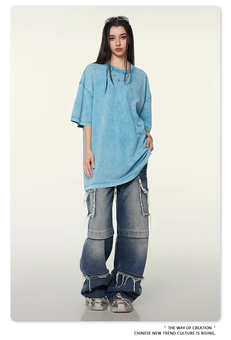Design Beingmove Washed Beige Oversized T-Shirt T-Shirts - 72