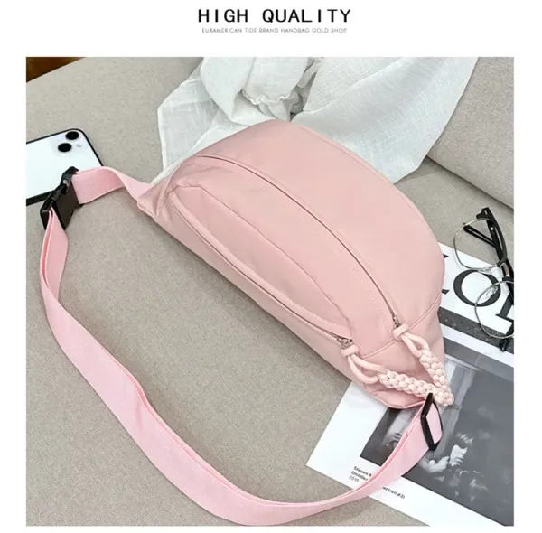 Design Minimalist Cream Belt Bag with Braided Pull Tabs - 23