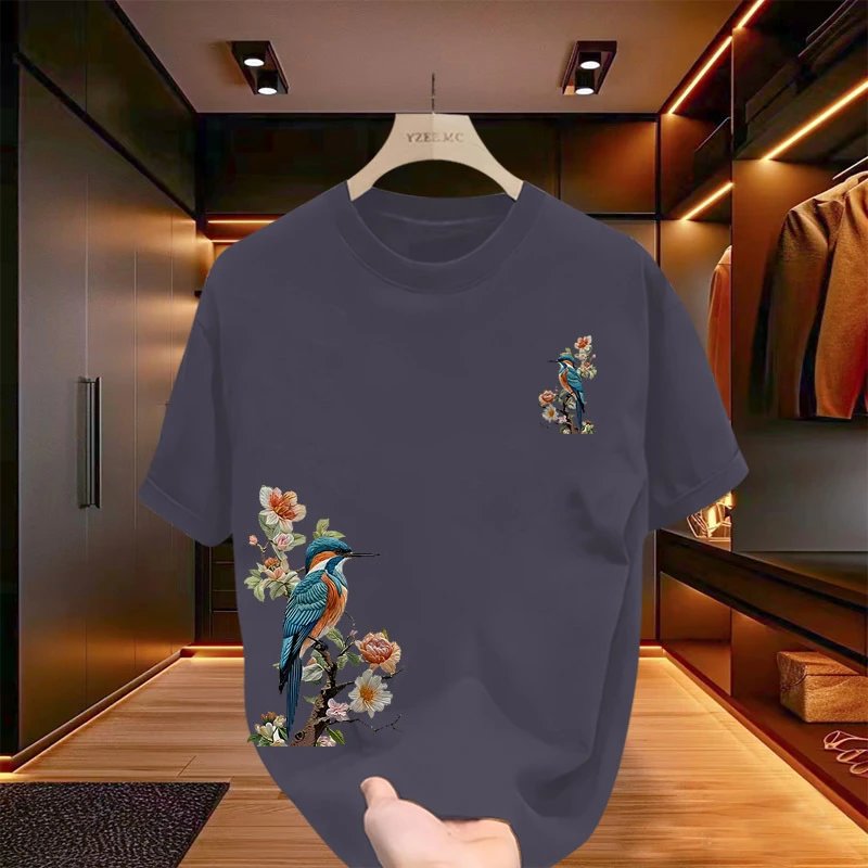Design YZEE MC Floral Embroidery Burgundy T-Shirt T-Shirts - 5