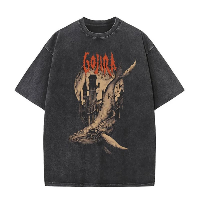 Gojira Band Graphic Oversized Washed Black T-Shirt T-Shirts