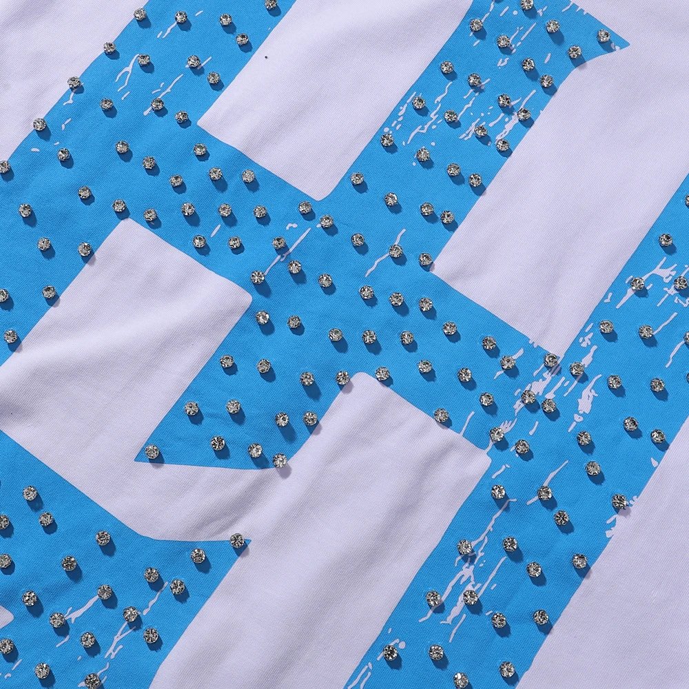 Design Studded Blue 'H' Graphic T-Shirt Black - 14