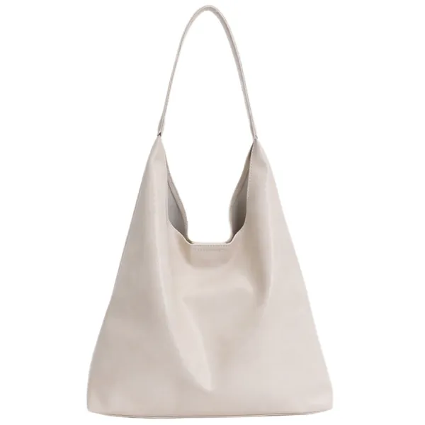 Design Hobo Bag Beige Leather Shoulder Bag - 1