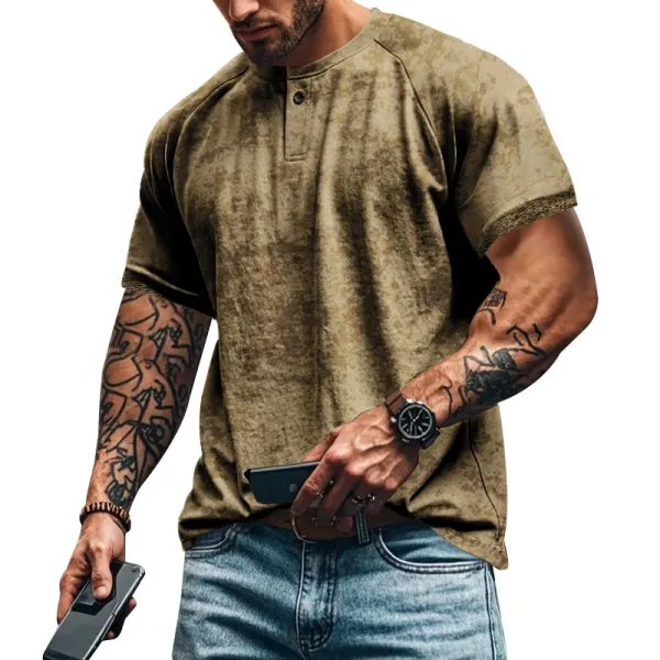 Design Henley T-Shirt Army Green T-Shirt - 25