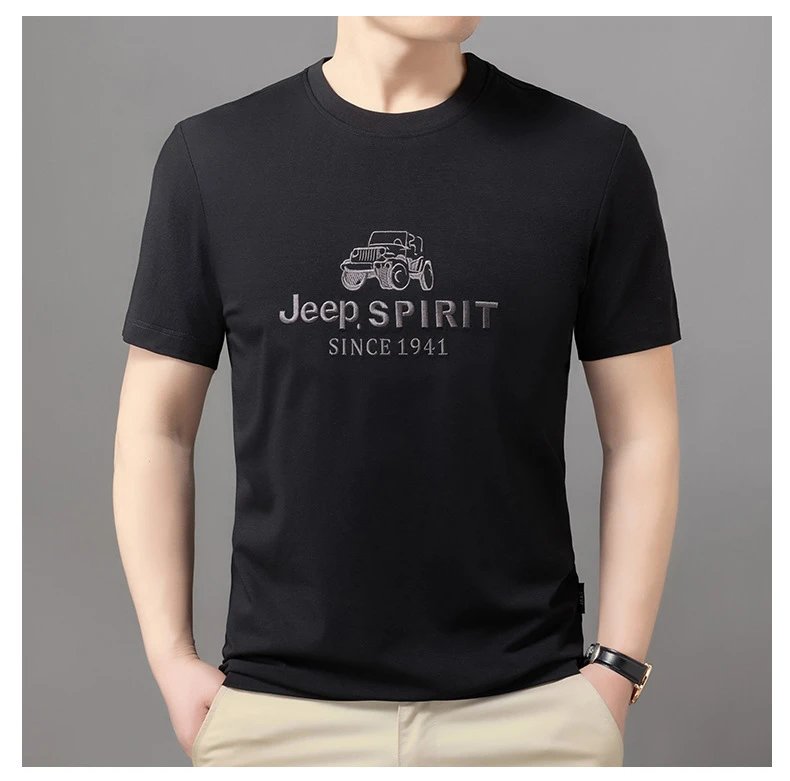 Design Jeep Spirit Graphic Embossed T-Shirt Charcoal Gray T-Shirt T-Shirts - 20