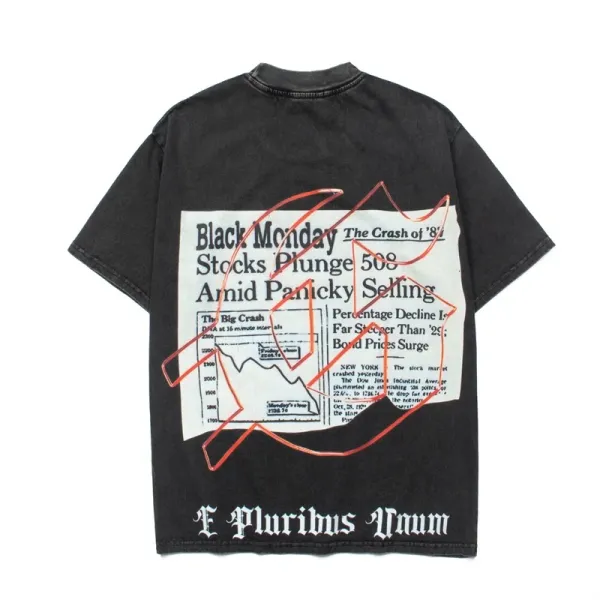 Godspeed Skeleton Newspaper Graphic T-Shirt Black - 30